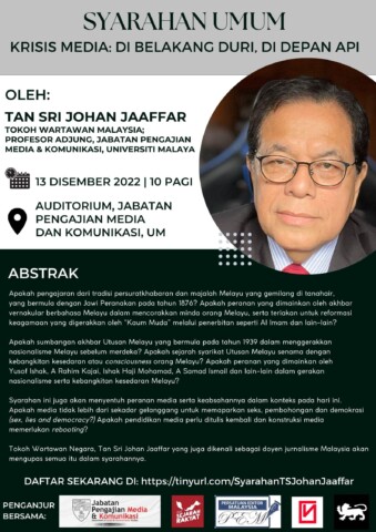 Siri Syarahan Umum Pusat Sejarah Rakyat #3 – Tan Sri Johan Jaaffar