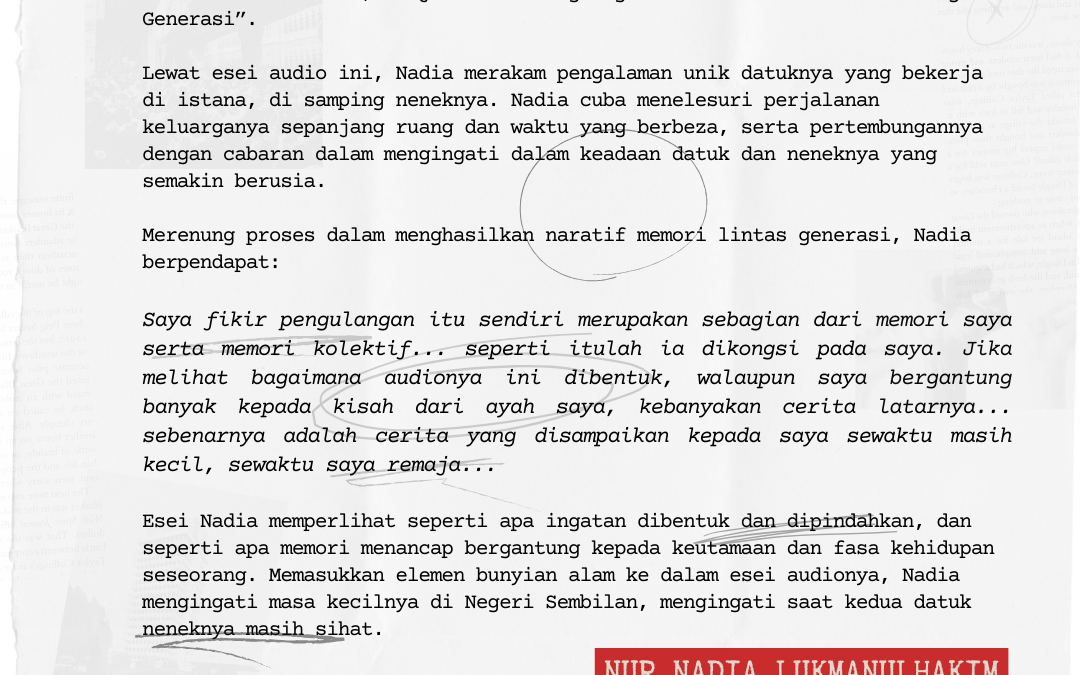 Tentang Ingatan Dan Waktu: Perbualan Tiga Generasi oleh Nur Nadia Lukmanulhakim